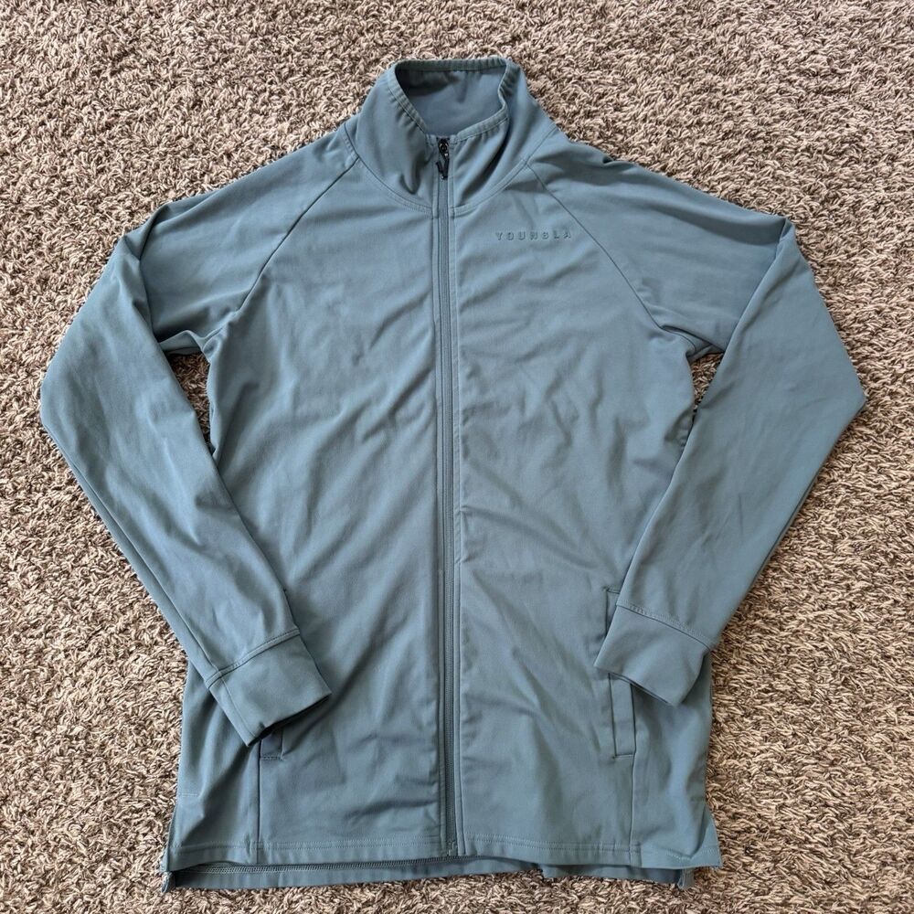 YoungLA Dusty Green Full Zip Stand-Up Collar Performance Jacket Men's M